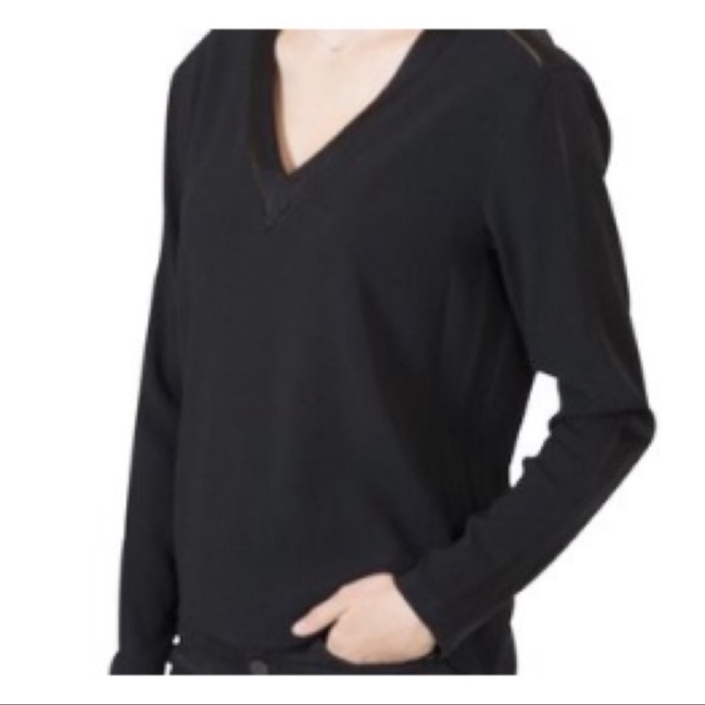 Rag & Bone V-Neck Lydia Picot Stitch Blouse